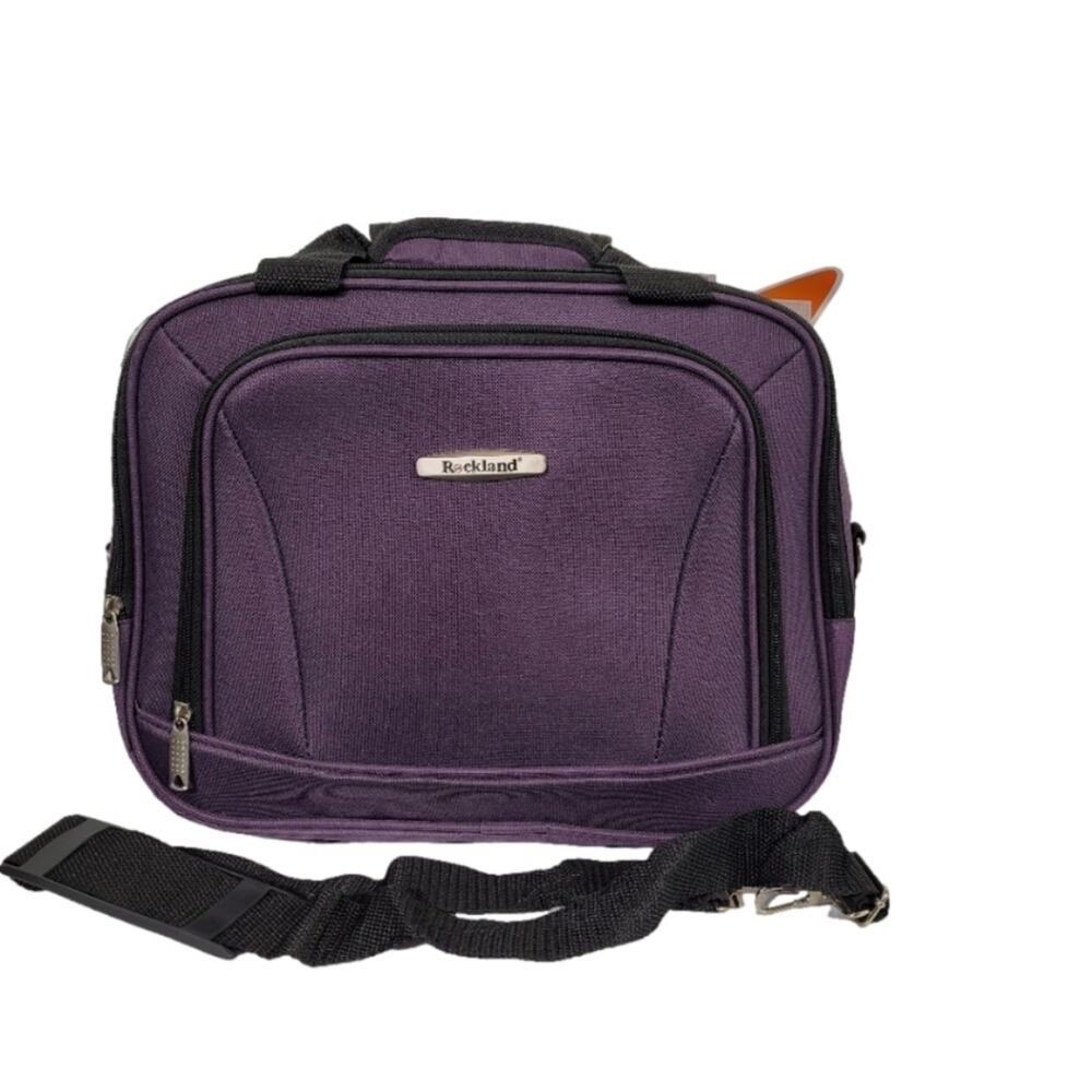 Rockland Carry On Travel Bag Purse Purple & Black - Removable Adjustable Strap